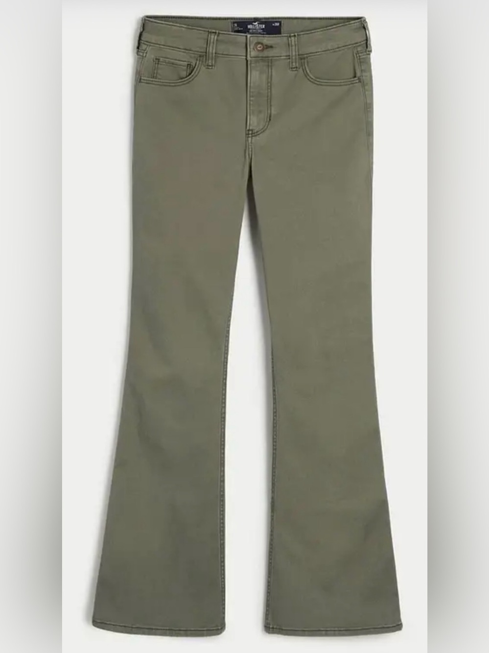 Hollister Olive Green Mid-Rise Bootcut Jeans